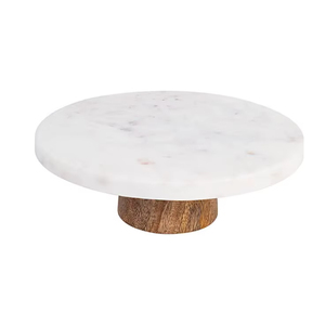 Elegante soporte para pasteles de mármol con base de madera, plato para pasteles de mármol y madera a un precio muy competitivo. - Product Image 1