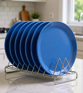 Support à assiettes en acier inoxydable, rangement de cuisine, design moderne, organisateur de vaisselle en métal, présentoir à assiettes, artisanat - Product Image 6
