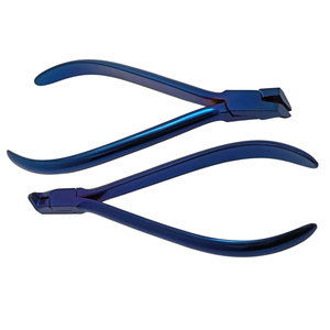 Pince coupante distale orthodontique professionnelle en acier inoxydable bleu, revêtement plasma, manuelle, certifiée CE, pour coupe de fil - Product Image 1