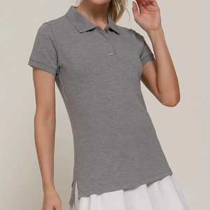T-shirt polo uni en coton de haute qualité à séchage rapide pour femme, coupe ajustée, décontracté, style uniforme scolaire/bureau - Product Image 3