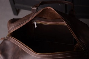 กระเป๋าเดินทางหนังสไตล์เรโทร กระเป๋าถือขนาดใหญ่ ใส่ของได้เยอะ พกพาสะดวก กระเป๋าเดินทางขึ้นเครื่องบินได้ มีช่องใส่พาสปอร์ตด้านนอก ซิปทำมือ - Product Image 3