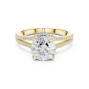 2.5ct Pear Cut Lab Grown Diamond Engagement <b>Ring</b> IGI Certified 18K Solid Gold VVS E-F <b>Split</b> Shank Micro Pave Fine <b>Ring</b> - Product Image 1