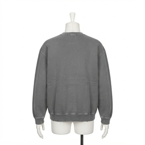 <b>Mens</b> Washed <b>Grey</b> Crewneck <b>Sweatshirt</b> 3D Letter Print Oversized Casual Streetwear Pullover - Product Image 3
