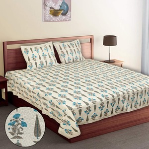 Ensemble de housse de couette en coton 100% imprimé floral, 400TC, sans plis, style classique, pour usage domestique, avec taies d'oreiller, 7 pièces - Product Image 1