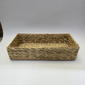 Handmade Natural Water Hyacinth Woven <b>Storage</b> <b>Basket</b> <b>Rectangular</b> Wicker Tray Eco Friendly Home Organizer for Shelf Pantry - Product Image 3