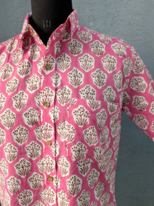 <b>Men's</b> <b>Pink</b> Printed Short Sleeve Casual <b>Shirt</b> Turn-down Collar Breathable Cotton Summer Wear - Product Image 6