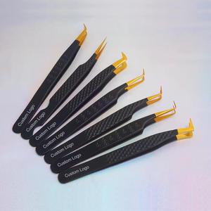 Pinzas para Pestañas Morje Quirúrgicas con Logotipo Personalizado, Chapadas en Oro, de Acero Inoxidable, con Puntas Dentadas de 10 mm, Herramientas de Precisión para Pestañas - Product Image 1
