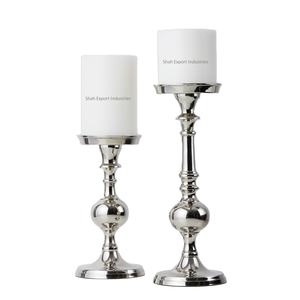 Bougeoir de pilier en métal de conception attrayante plaqué argent brillant pour les piliers de bougie de décor de Table d'événement de fête de mariage - Product Image 1