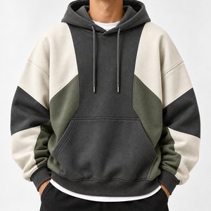 Sudadera con Capucha para Hombre, Corte y Confección Personalizados, Estilo Urbano Holgado con Secciones en Contraste para Ropa de Marca Privada - Product Image 5