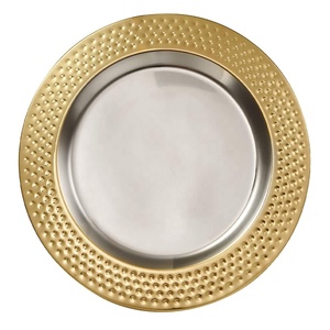 Plato de Presentación Bohemio de Acero Inoxidable Galvanizado Natural de 13 Pulgadas, Ecológico y con Buen Diseño para Bodas - Product Image 2