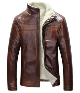 <b>Men</b> Premium Leather <b>Jacket</b> Classic Full Zip Casual Soft Comfortable Durable Regular Fit Everyday Fashion Outerwear Winter Quick - Product Image 1
