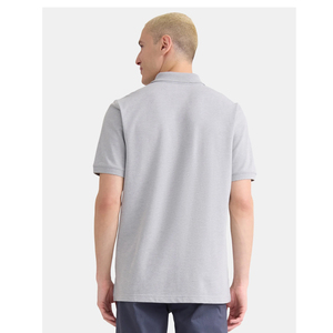 เสื้อโปโลแขนสั้นสีเทาสำหรับผู้ชาย ผ้าฝ้าย 100% ผ้าปิเก้ถัก สวมใส่สบาย สีพื้น ทรงปกติ - Product Image 5