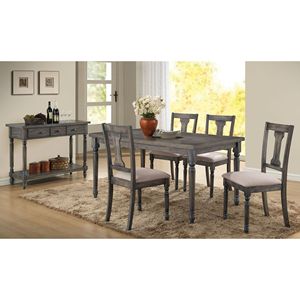Weathered Grey <b>Turned</b> <b>Leg</b> <b>Dining</b> <b>Table</b> - Product Image 4
