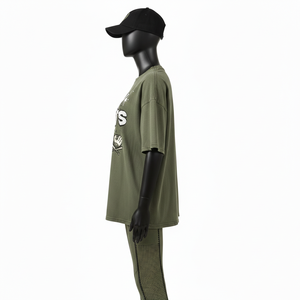 Ensemble de leggings en coton doux de haute qualité avec panneaux latéraux en maille verte et logo personnalisé imprimé, pour femmes - Product Image 4