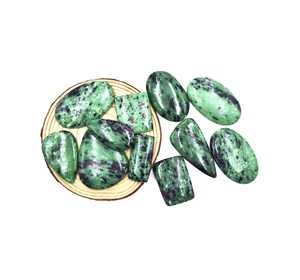 Lote de gemas sueltas de zoisita rubí natural en forma de cabujón, de 14-42 mm, para la elaboración de joyería artesanal. - Product Image 5