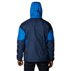 Veste matelassée à capuche pour homme, couleur marine, fermeture éclair, coupe-vent, vêtement d'hiver décontracté, coupe régulière, extérieur en polyester - Product Image 2