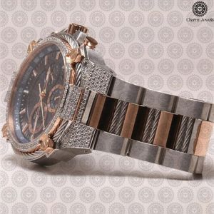 Montre de luxe pour homme Charm Jewels en acier inoxydable, cadran analogique rond de 43 mm, tachymètre, mouvement à quartz, fermoir pliant - Product Image 4