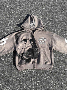 Sweat à capuche d'hiver personnalisé en coton épais 100% coton, style streetwear vintage, imprimé DTG, en molleton bouclette, délavé à l'acide et effet vieilli - Product Image 5