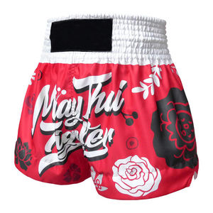 Proveedor de pantalones cortos de boxeo Muay Thai de satén al por mayor, pantalones cortos tailandeses de cintura alta, fábrica, impresión por sublimación, ligeros - Product Image 1