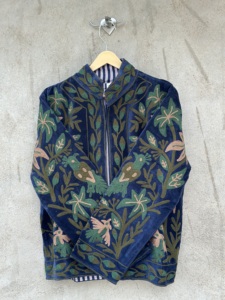 Handmade <b>Velvet</b> Suzani <b>Jacket</b> Eco-Friendly Breathable Cotton Floral Embroidery Full Sleeves Vintage Boho Botanical Design Winter - Product Image 3