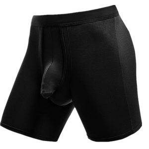 Men's Black Eco-Friendly Anti-Bacterial Breathable <b>Boxer</b> Briefs Mid-Rise Knitted Spandex/<b>Polyester</b> Quick Dry Solid Color - Product Image 1