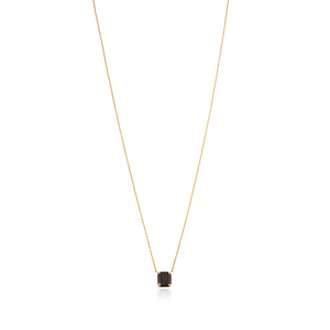 Élégant Collier Pendentif Solitaire en Or Jaune 18K avec Diamant Noir, Pierre de Naissance d'Avril, Nouveauté, pour Port Quotidien, Fournisseur de Bijoux - Product Image 1