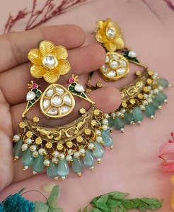 Hermosos Pendientes de Moissanita Chapados en Oro de Latón de Alta Calidad para Mujer, Colección de Moda para Bodas y Fiestas - Product Image 4