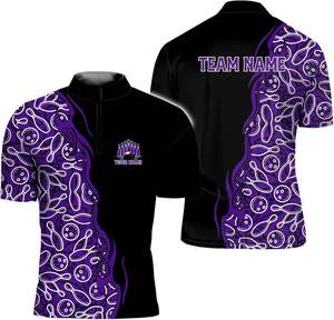 Custom Logo Team Wholesale Blank Cheap Kid Kit Man <b>Bowling</b> Shirts Zip Dry Fits Sublimation <b>Bowling</b> Jersey Polo Tshirt - Product Image 3