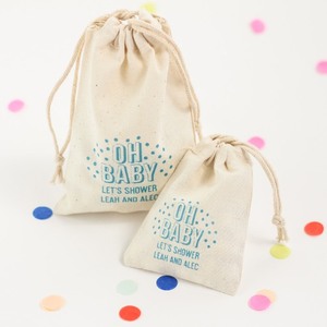 Sac Pochette Pliant 100% Coton Pur avec Fermeture à Cordon Taille Moyenne Motif Lettres Imprimées pour Mariage et Rangement de Cadeaux - Product Image 4