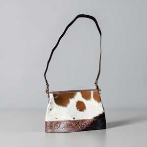 Genuine Leather Shoulder <b>Bag</b> Animal Print Single Strap Zipper Closure Vintage Style Women's Handbag All Seasons Daily Use - Product Image 2