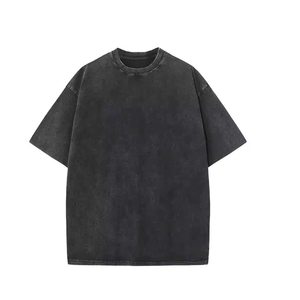 Custom <b>Logo</b> Vintage Acid Washed T Shirt Men Heavyweight O-Neck Cotton Blank Oversized T-shirt 100% Cotton for Men's T-shirt - Product Image 5
