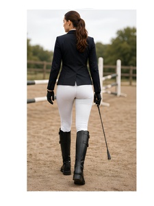 Bottes d'équitation hautes en cuir véritable pour homme avec fermeture à boucle, couleur unie, bottes équestres mi-hautes pour l'entraînement et la compétition - Product Image 6