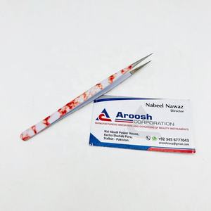 Pince à épiler professionnelle en fibre diamantée pour extensions de cils, double ton, isolée, revêtement papier, en acier inoxydable massif, vente en gros - Product Image 6