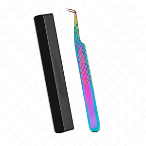 Professional Zullo Industries Curved Stainless Steel Eyelash Tweezers Sharp Tip Multi Color Lash Extension <b>Tool</b> - Product Image 6