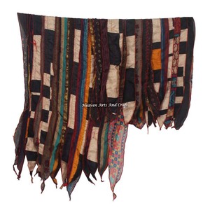 <b>Vintage</b> Recycled Poly-<b>Silk</b> Sari 15 Strips Striped Spring Stylish <b>Scarves</b> Shawl Fashion Long Poly-<b>Silk</b> Stole Recycled <b>Scarf</b> Gift - Product Image 1