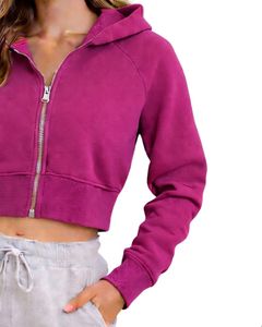 Sudadera Corta con Cremallera para Mujer, Manga Larga, Informal, de Felpa Suave, Estilo Urbano, Color Rosa Magenta, Moda Otoño Invierno - Product Image 4