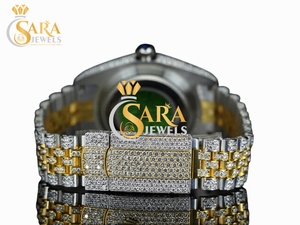Montre de luxe blanche de haute qualité sertie de diamants, avec bracelet en acier inoxydable, pour hommes et femmes, disponible à prix abordable. - Product Image 2