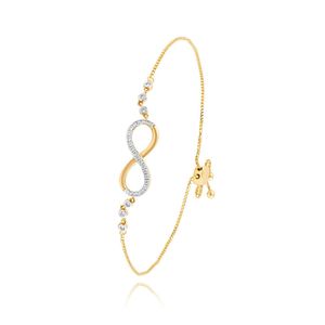 18K Gold Filled <b>Infinity</b> Bracelet With Round Brilliant Cut Diamonds Channel Set Minimalist Design Women's Everyday Wear - Product Image 2