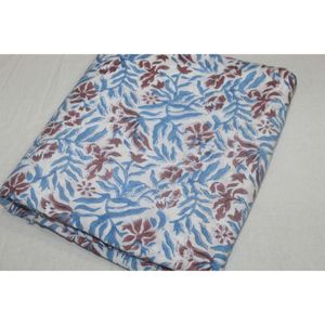 Ksy <b>Blue</b> Leaf Buti Print Hand Block Printed Cotton Fabric Wholesale Lightweight Cotton Fabric Indian Floral Dress Making - Product Image 3