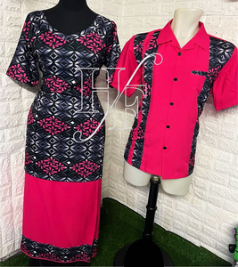 Tenues de couple, robe polynésienne à imprimé floral, Samoa Puletasi, chemise hawaïenne, robes Aloha Island - Product Image 1
