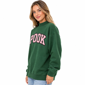 Ghingham Style Lettering Mock Neck Sweatshirt with <b>Gingham</b> Greek Letter Applique Embroidery oversized Mock Neck Sweatshirt - Product Image 4