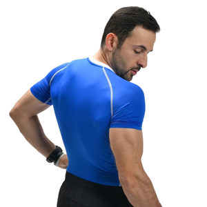 Camiseta de Compresión Azul Personalizada para Hombre, Ultra Ajustada, de Secado Rápido, 75% Poliéster, 25% Elastano, para Gimnasio, Entrenamiento, Deportes, OEM - Product Image 2