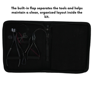 Complete Salon Hair Extension Tools Set Black Micro Link Kit with Bead Remover Crimping Pliers Hook Loop <b>Threader</b> Tape-In Plier - Product Image 5