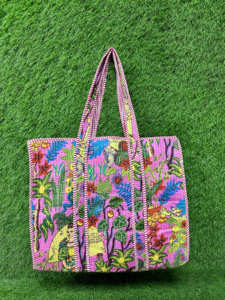Bolso Tote Estampado Farida, Bolso Tote de Algodón Acolchado, Bolso de Hombro Botánico Colorido para Viajes, Playa y Uso Diario - Product Image 3