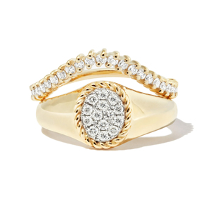 Yellow Gold Diamond Cluster <b>Ring</b> With Round Brilliant Cut For Women Classic Engagement Style - Product Image 1