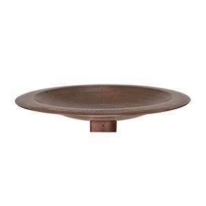 Hammered Metal <b>Deck</b> Mounted Bird Bath Bowl Weather Resistant Outdoor Bird Water Feeder For Garden Patio Railing Decor - Product Image 2