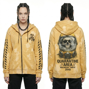 Sweat à capuche rayé Dirty Carnival pour femme, motif clown d'horreur, streetwear vieilli, imprimé Joker maléfique, rouge et blanc vintage - Product Image 4