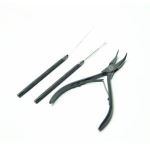 Juego de herramientas de acero inoxidable para extensiones de cabello con microenlaces, incluye alicates de extracción, agujas en C, peine de cola y tijeras - Product Image 4