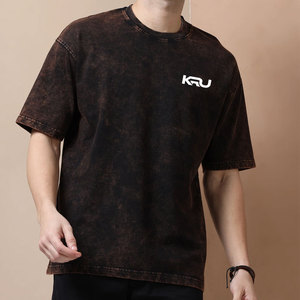 T-shirt tricoté délavé pour homme, confortable au quotidien, en coton doux, respirant, écologique, séchage rapide, mode estivale, manches courtes - Product Image 1
