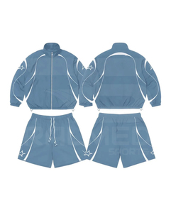 Sporty <b>Tracksuit</b> 2 Piece Stand Collar Jacket and Shorts Set Quick Dry Polyester Autumn Wear Regular Fit <b>Tracksuit</b> - Product Image 3